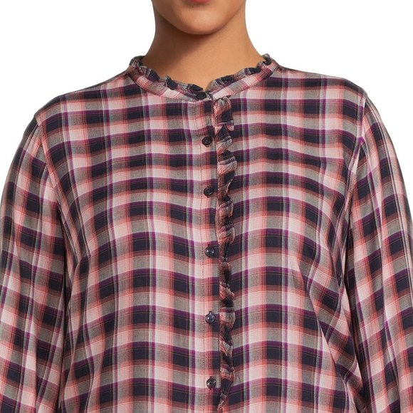 Tartan Plaid Button Down Long Sleeve Shirt Top Sz 0X NWT - Picture 3 of 9